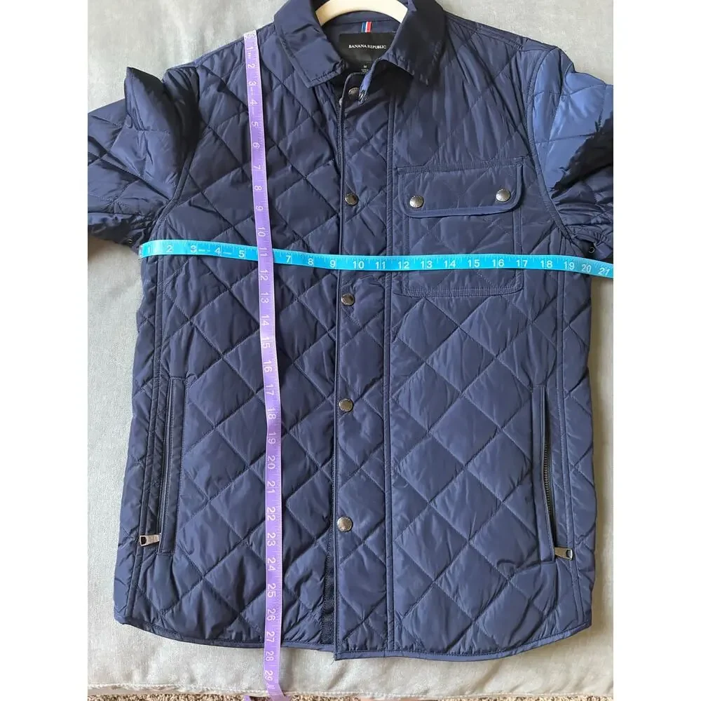 Banana Republic Men’s M Quilted Field Jacket Navy Orange Lined Fall 2013 Preppy